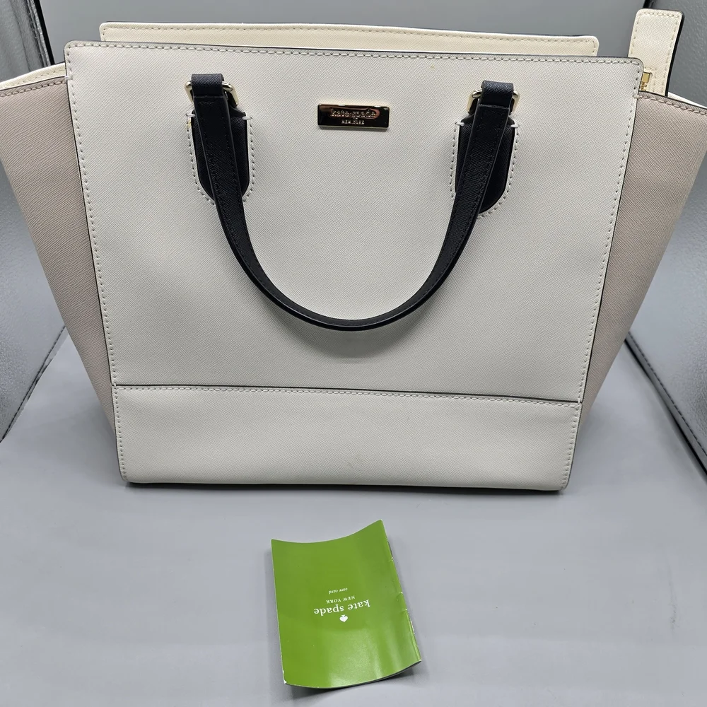Kate Spade Cream and Black Tote with Detachable Strap - Picture 2 of 11